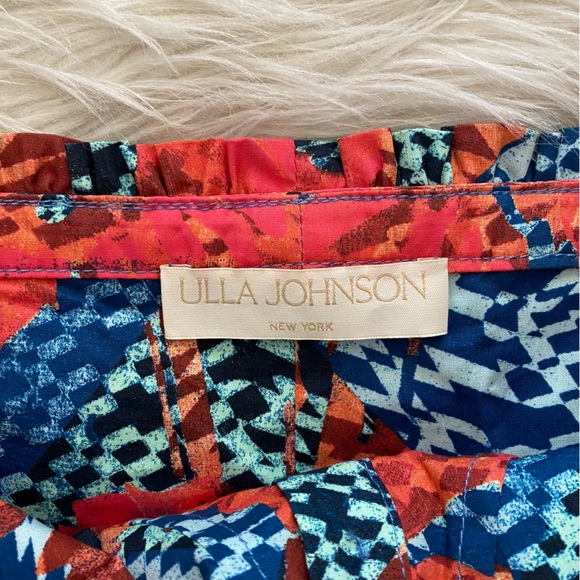Ulla Johnson Blue Red Abstract Print Button Front Alexandra Tank Top Flamingo - Picture 8 of 10